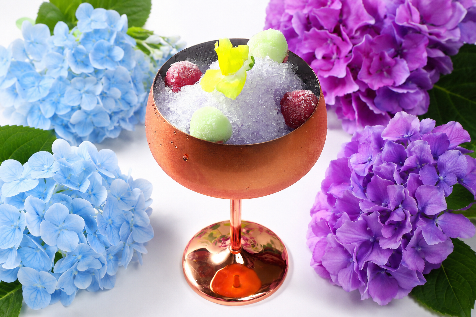 大人の紫陽花かき氷 ラム酒添え